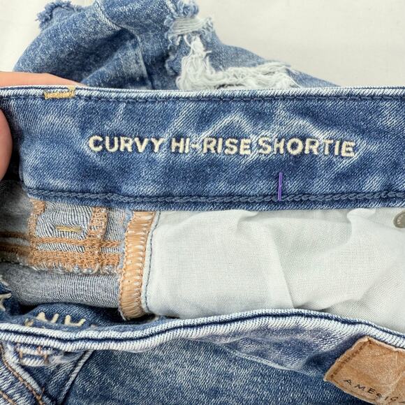 American Eagle Lot of 2 Distressed Denim Shorts Size 0 Stretch Hi-Rise Festival - Picture 5 of 10